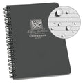 Rite In The Rain Weatherproof Side Spiral Notebook, 4.625' X 7', Gray Cover, Universal Pattern (No. 873)