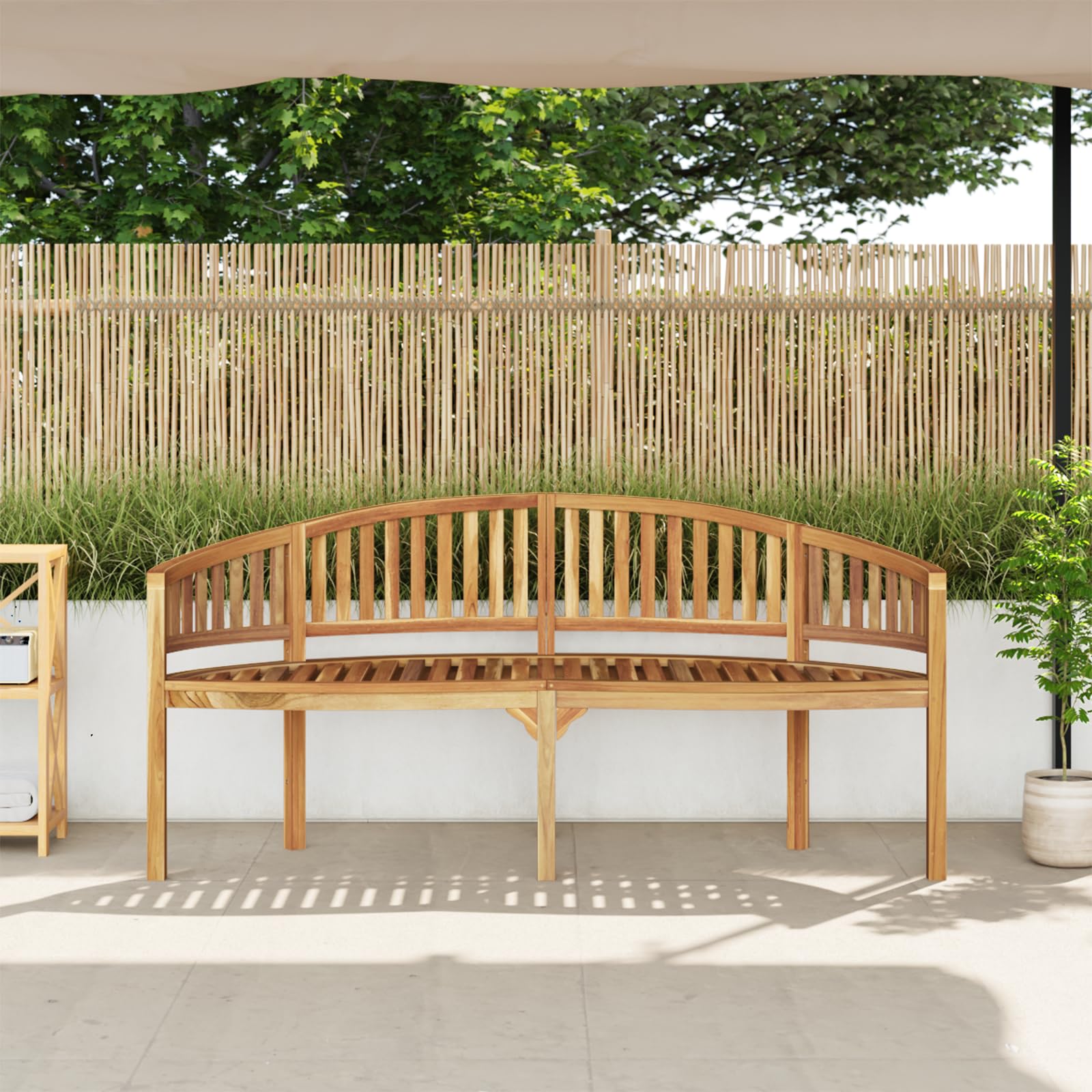 Furniking Banana Bench 70.9" Solid Teak Wood