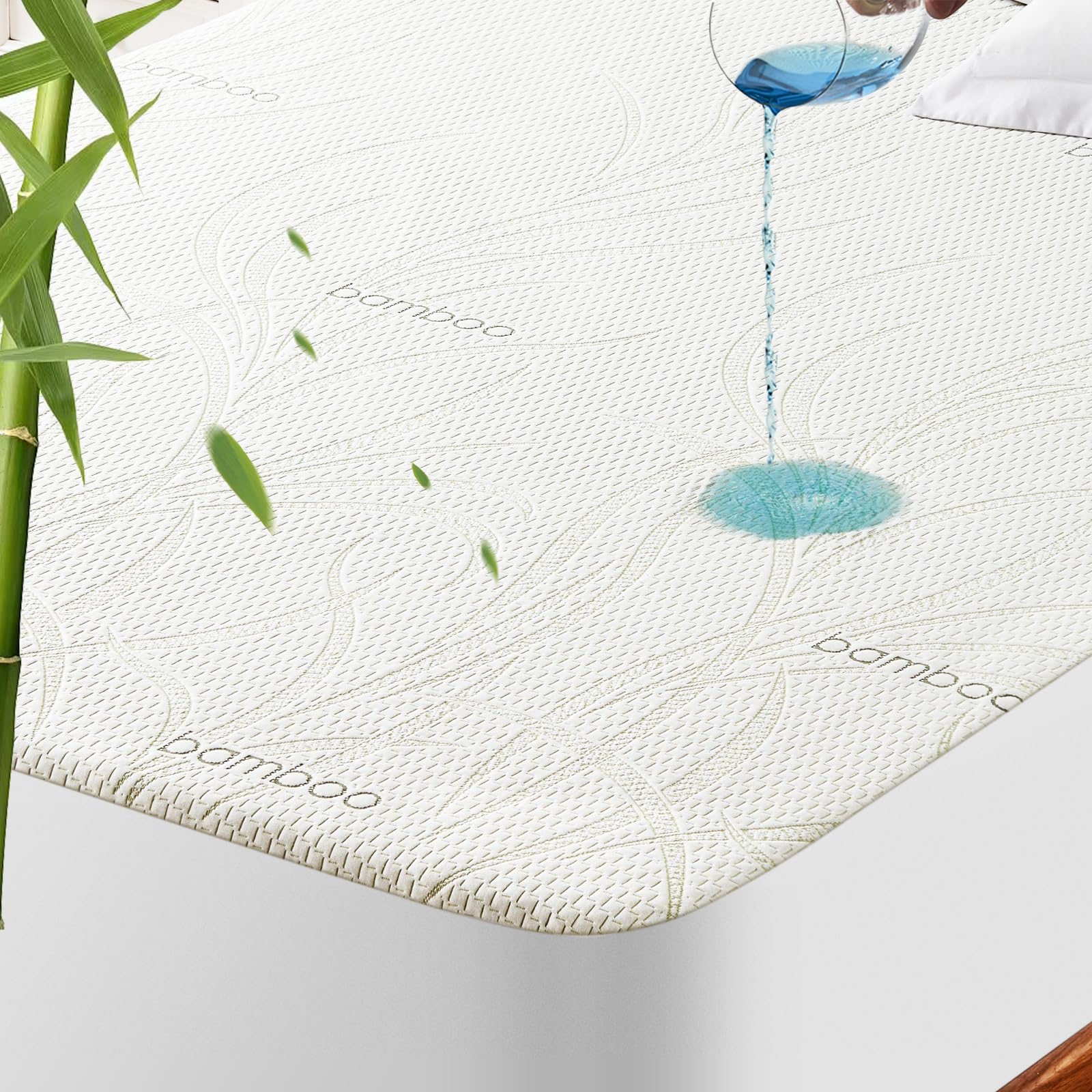 Queen Waterproof Mattress Protector - Blancmax Bamboo Rayon Breathable Mattress Protector With Deep Stretchable Pockets, Hypoall