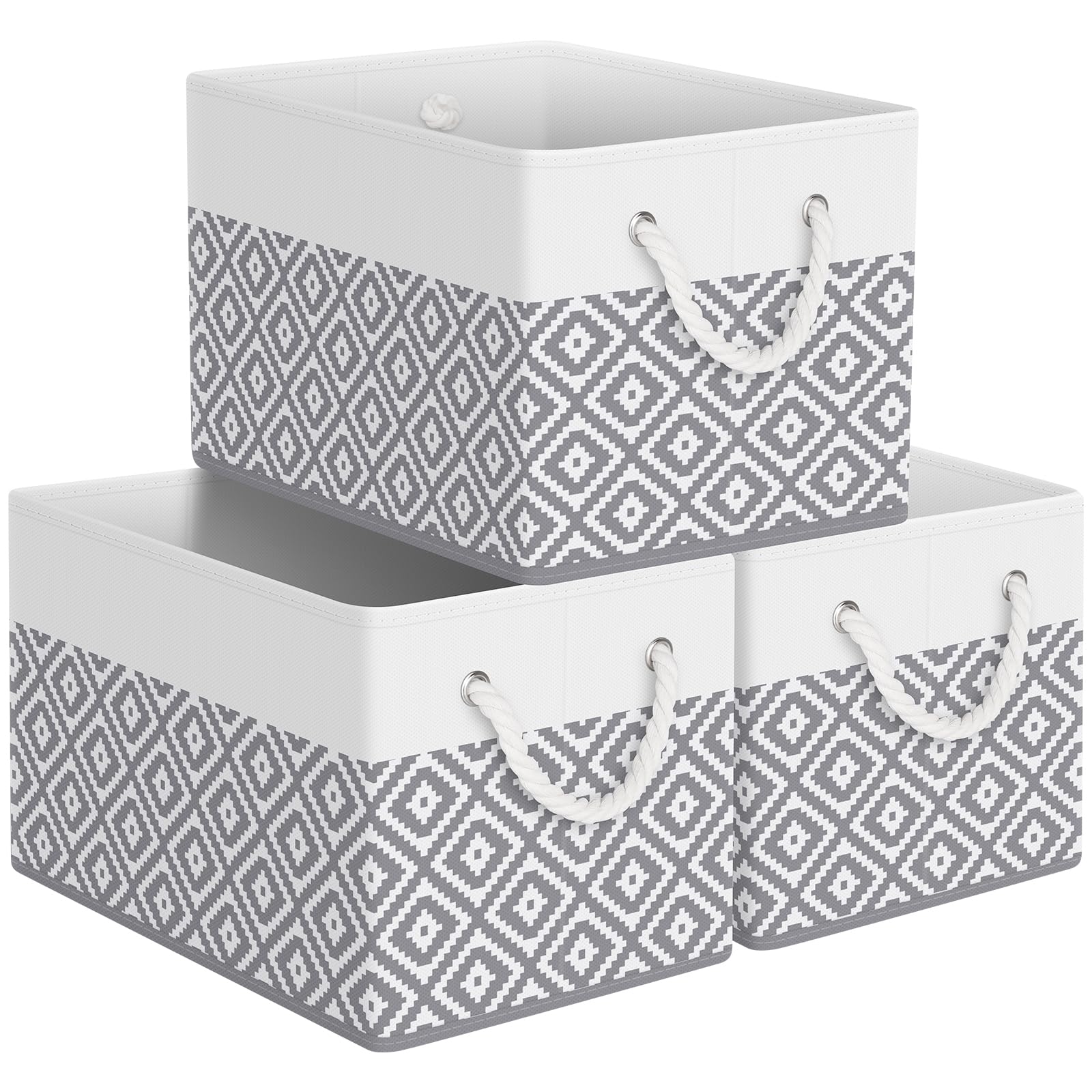 StorageTastic Storage Bins, 3-Pack Large Storage Box with Rope Handles, Collapsible Storage Basket for Organizing Books, Clothes