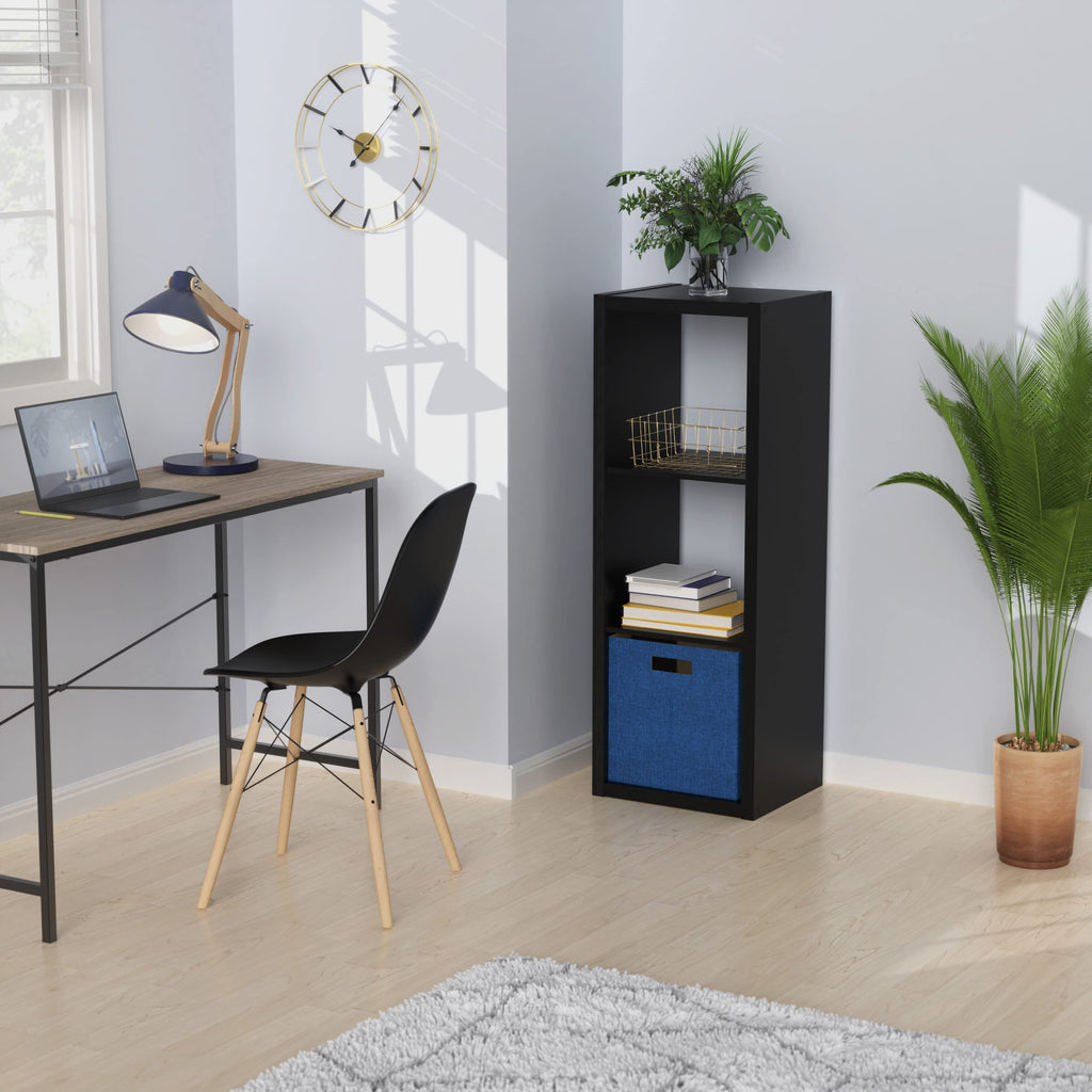 Closetmaid 4548 Decorative Open Back 3-Cube Storage Organizer, Black
