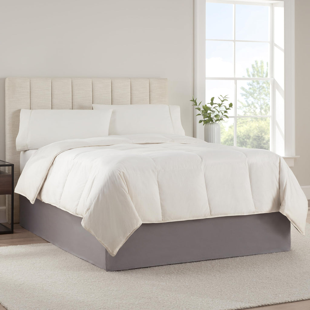 Serta Modern Solid Bed Skirt, Hotel Quality Dust Ruffle With 13 Inch Drop, Machine Washable, King, Dark Grey
