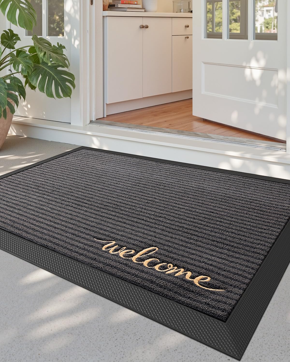DEXI Front Door Mat Outside Entrance, 2x3 ft Rubber Entry Doormat Heavy Duty, Non Slip Welcome Mats for Inside House Floor Entry