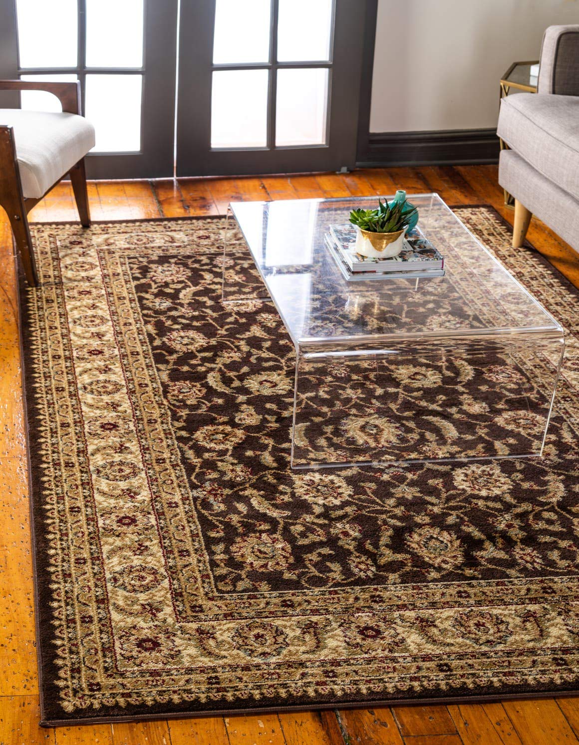 Unique Loom Voyage Collection Traditional Oriental Classic Intricate Design Area Rug (5 0 x 8 0 Rectangular, Brown/Ivory)