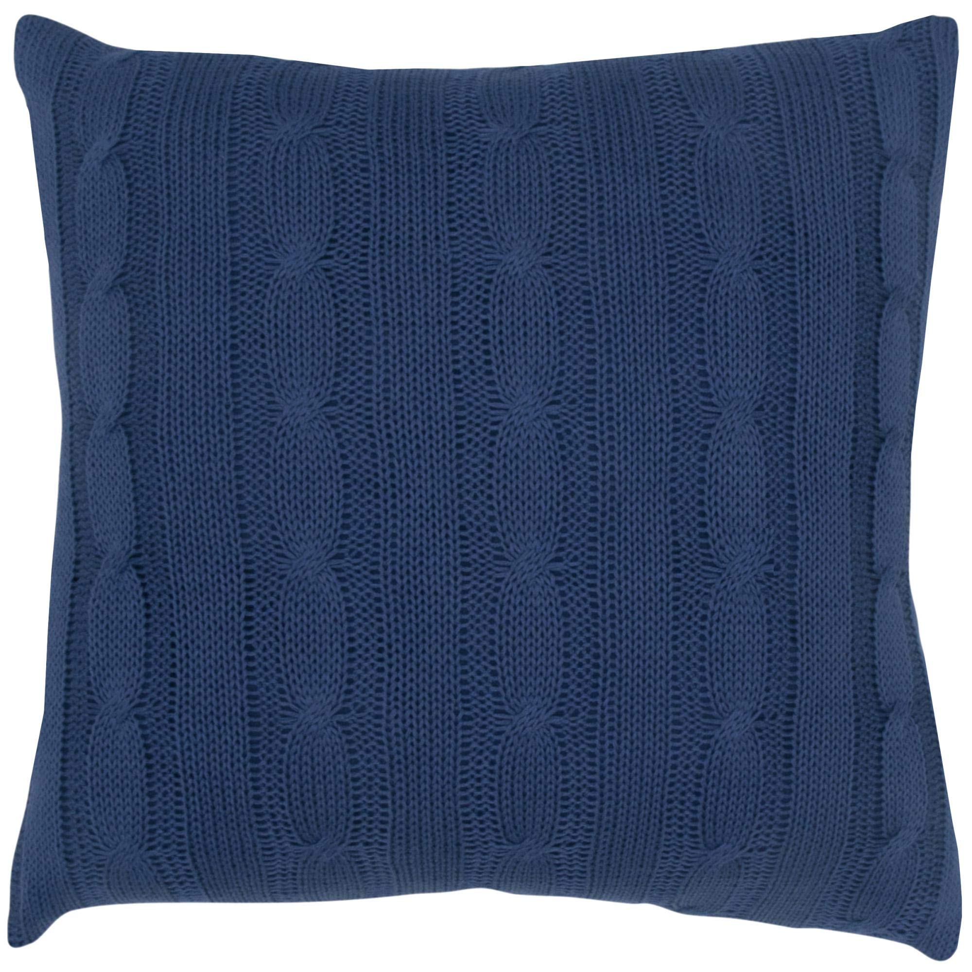 Rizzy Home | T05009 | Poly Fill Decorative Pillow | 18"x18" Blue Cable Knit