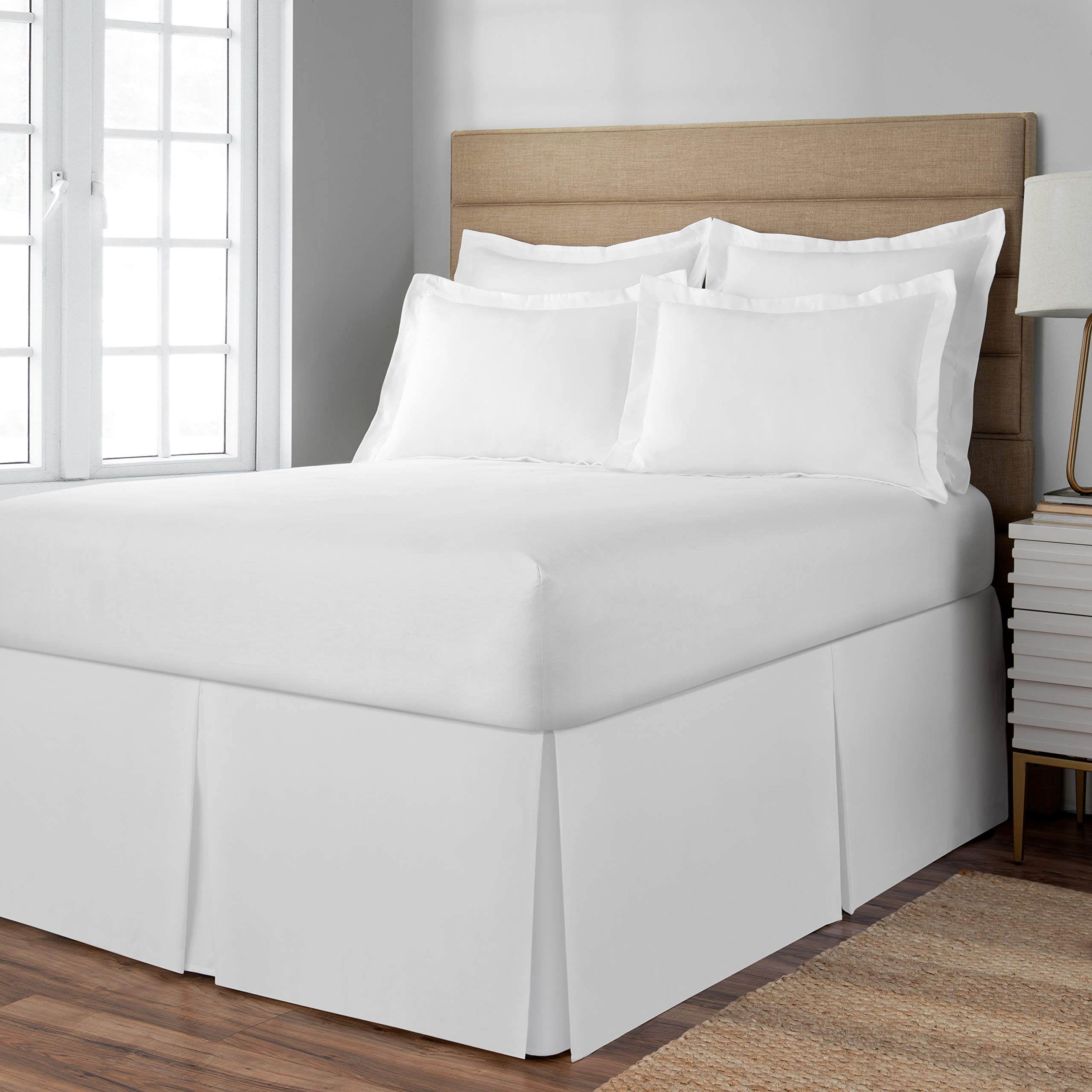 Space Maker Extra-Long 21'' Drop Length Bed Skirt, Queen, White