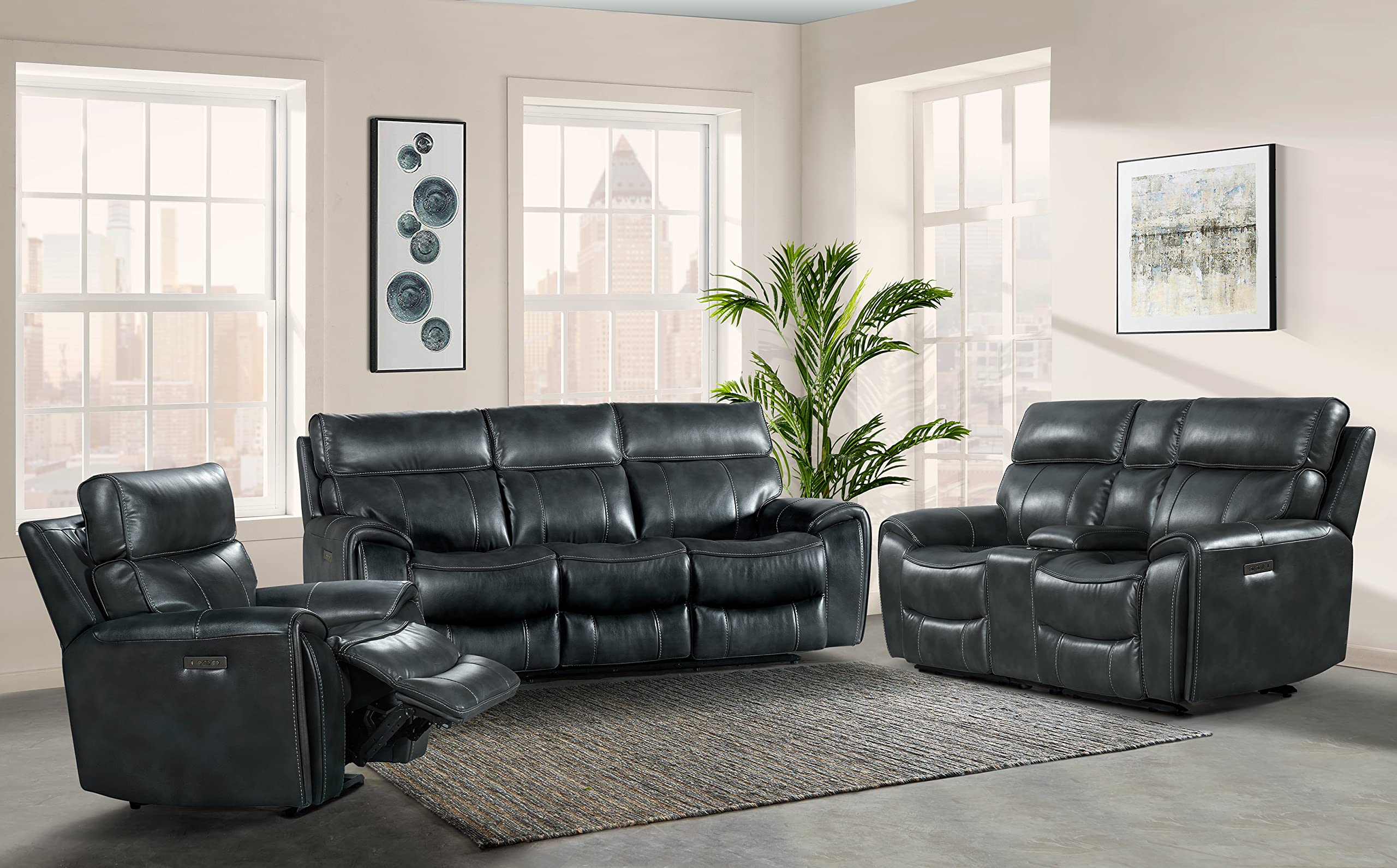 Intercon Summit Dual Recliner Power Headrest, Bolero Slate Sofas
