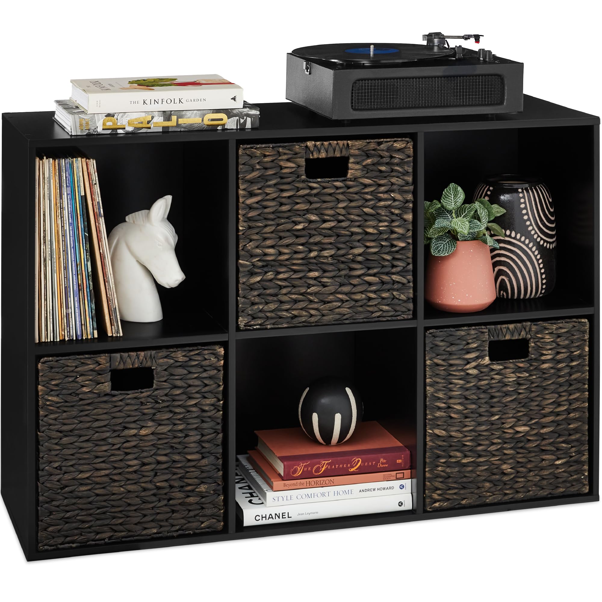 Best Choice Products 6-Cube Storage Organizer, 13.5In Shelf Opening, Bookcase, Display Shelf, Customizable W/ 3 Removable Back Panels – Black