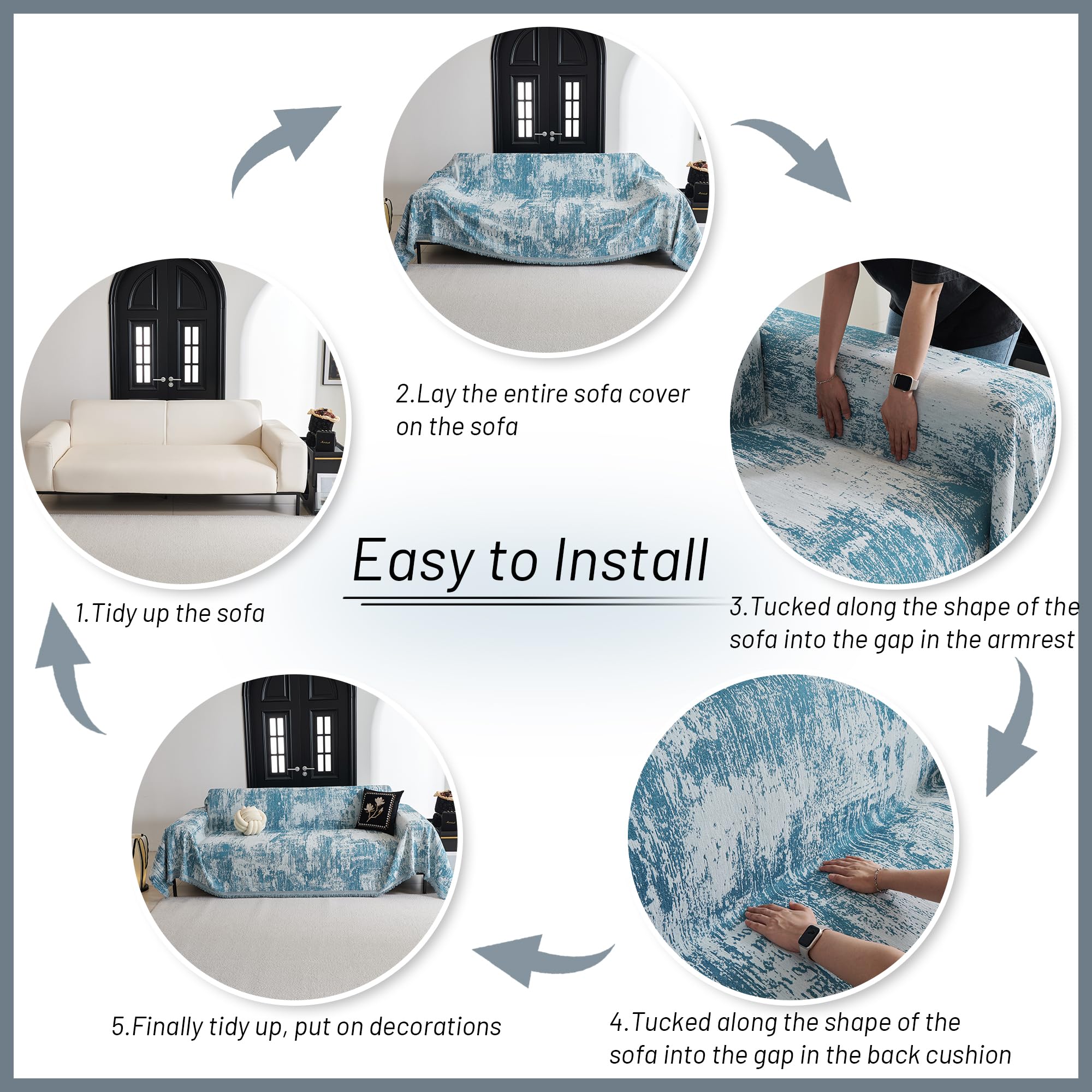 Mysky Home Boho Couch Cover For Dogs Washable Black Rhombic Couch Sofa Protector Cats Pets Friendly Chenille Geometric Sofa Cove