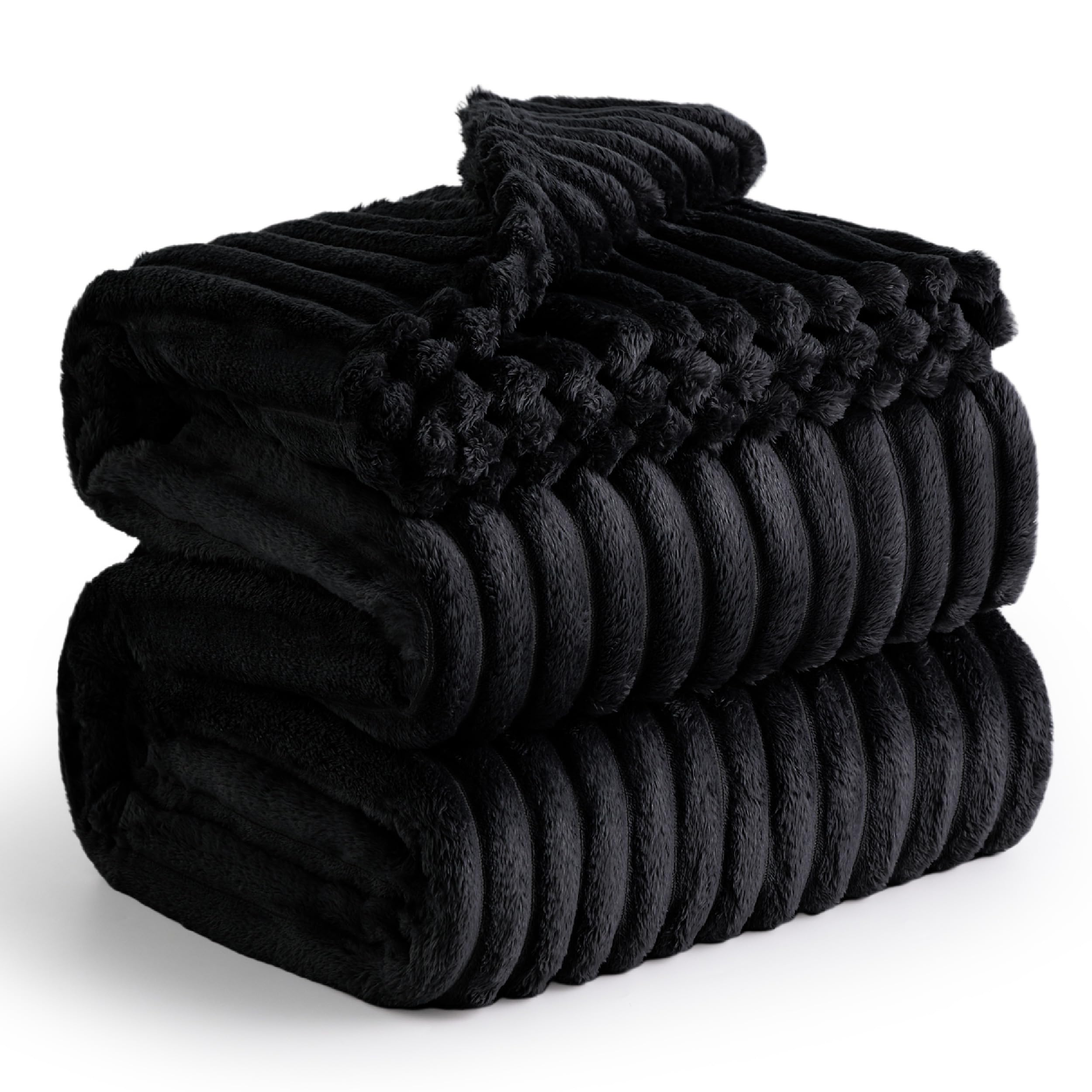 Bedsure Blankets Queen Size For Bed - Super Soft Cozy Blankets For Women, Cute Large Fleece Blanket For Girls, Black, 90X90 Inch