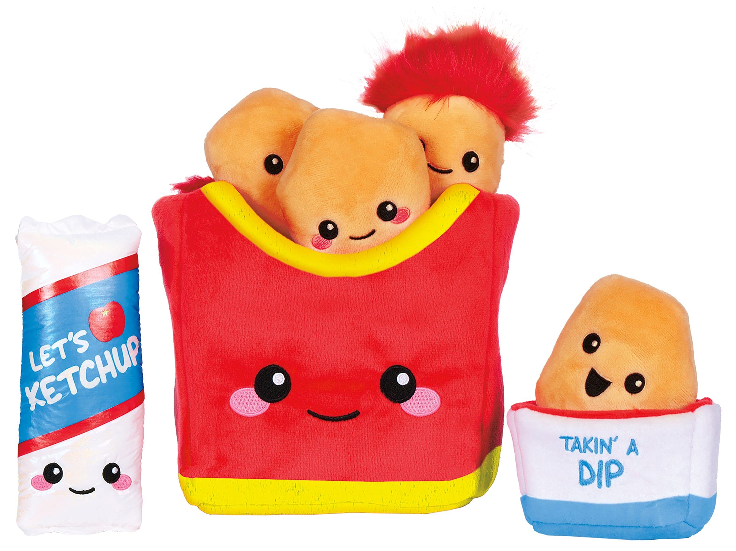 Iscream Play With Your Food Kawaii Chicken Nuggets Embroidered Accent 8-Piece 10' X 7' Play Pillow Set