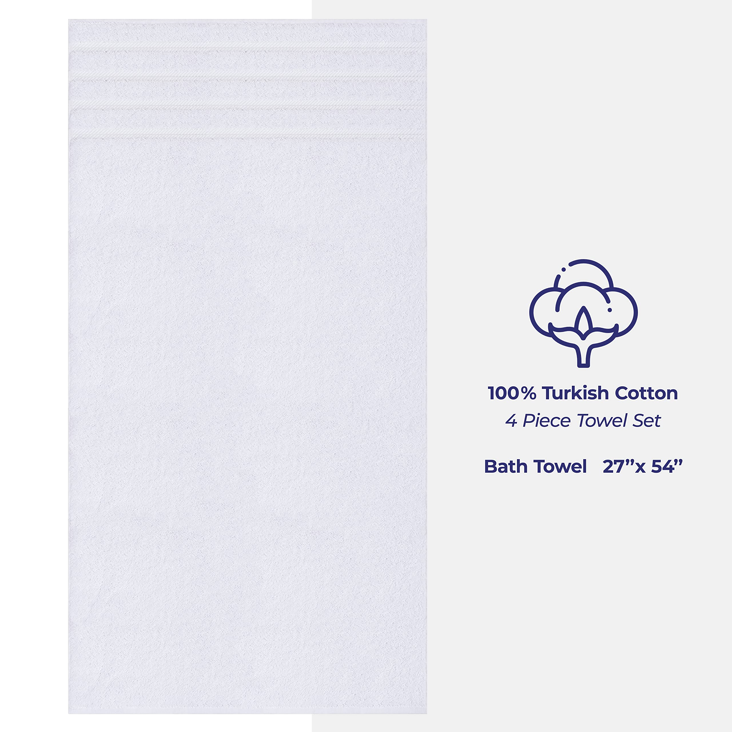 American Soft Linen Luxury 4 Piece Bath Towel Set, 100% Turkish Cotton Bath Towels For Bathroom, 27X54 In Extra Large Bath Towel