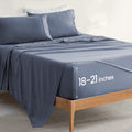 Sleep Zone Extra Deep Pocket Full Sheet Set 4 Piece - Super Soft Brushed Microfiber Bedding Sheets Set Fits Deep Mattress Upto 21 Inches (Flint Blue, Full)