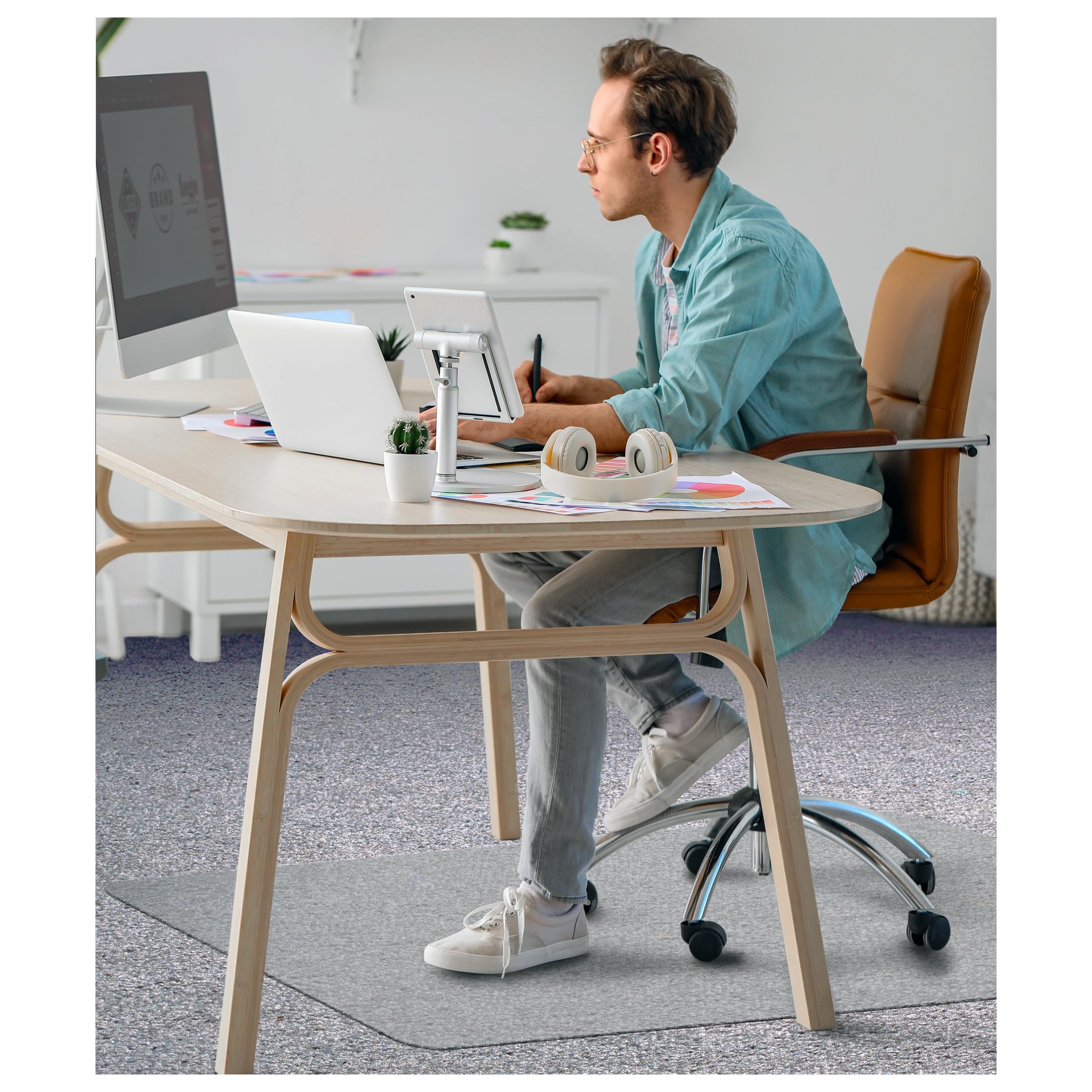 Floortex® Ecotex® BioPVC Eco Friendly Carbon Neutral Chair Mats for Low Pile Carpets up to 1/4" - 29" x 47"