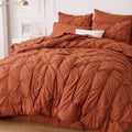 Bedsure Bed In A Bag Queen 7 Pieces - Queen Size Comforter Set, Pintuck Bedding Sets Burnt Orange Bed Set With Comforter, Sheets