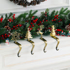 Night-Gring Christmas Stocking Holder - Set Of 4 Stocking Hangers Snowman Santa Snowflakes Christmas Tree Deer Christmas Stockin