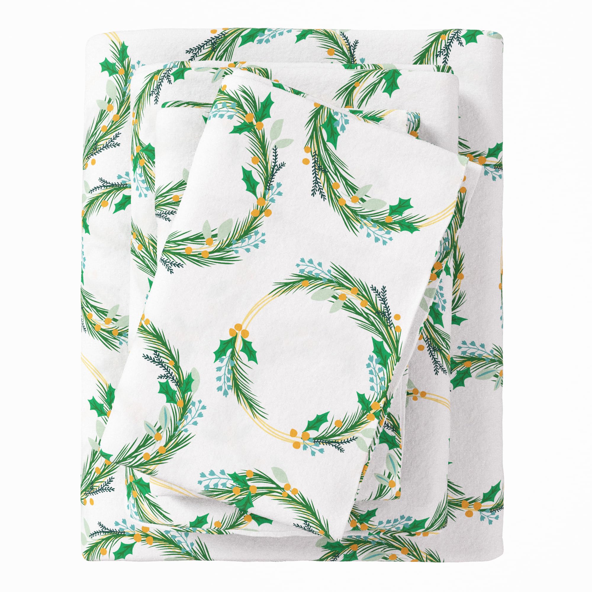 Christmas Flannel Sheet Set Twin Size - 100% Turkish Cotton, Double-Brushed, Winter Bed Sheets - Ultra-Soft, Cozy, 3-Piece Chris