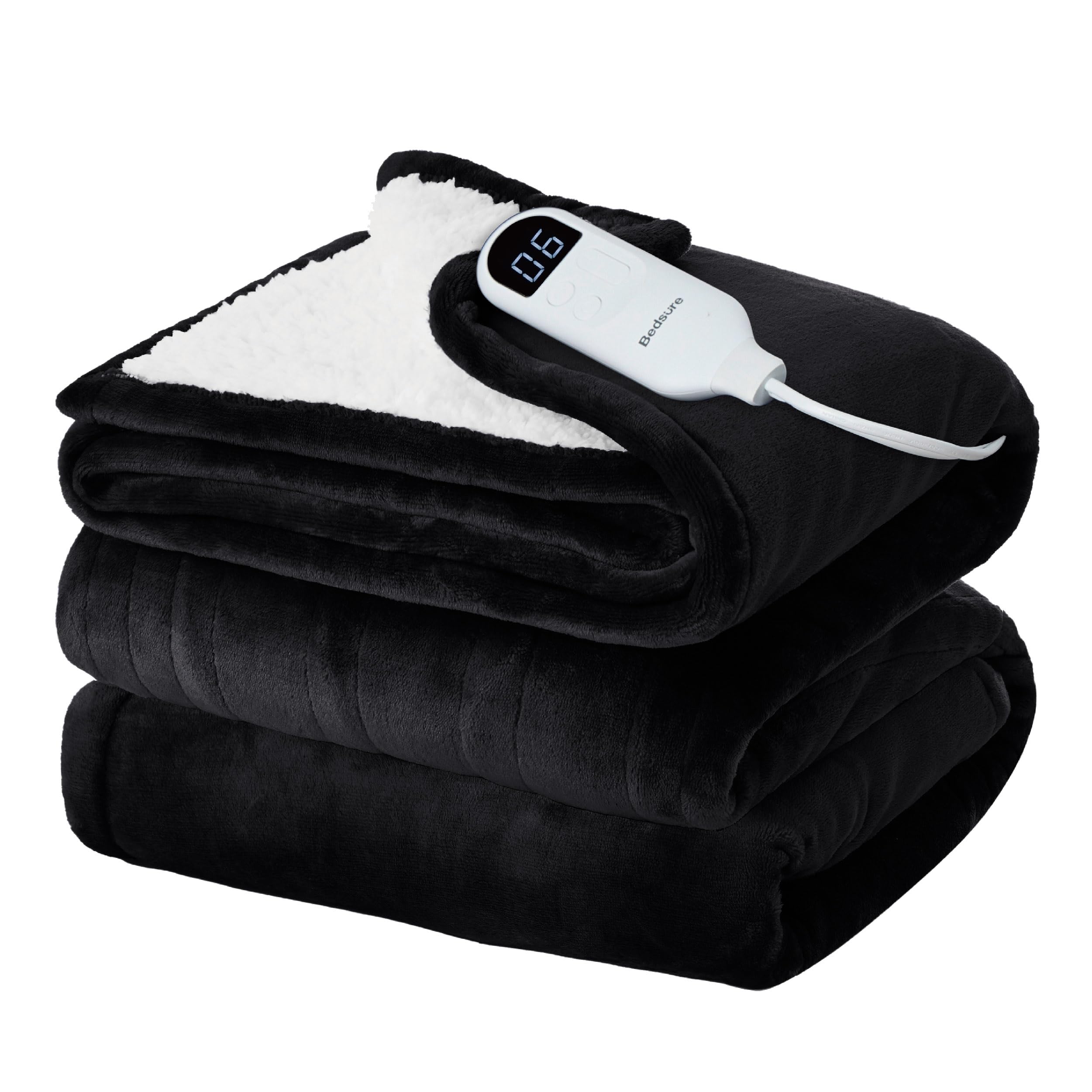 Bedsure Electric Blanket Twin - Soft Flannel Heated Blanket, Heating Blanket With 10 Time Settings, 6 Heat Settings, And 8 Hrs T