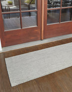Unique Loom Collection Casual Transitional Solid Heathered Indoor/Outdoor Flatweave Area Rug (2' X 8' Runner, Light Gray/Ivory)
