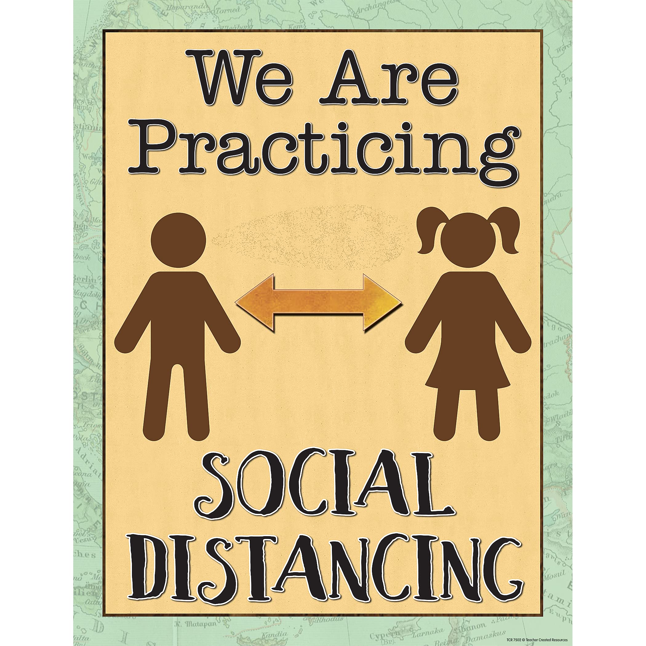 Teacher Created Resources Travel The Map We are Practicing Social Distancing Chart, 17'' x 22''