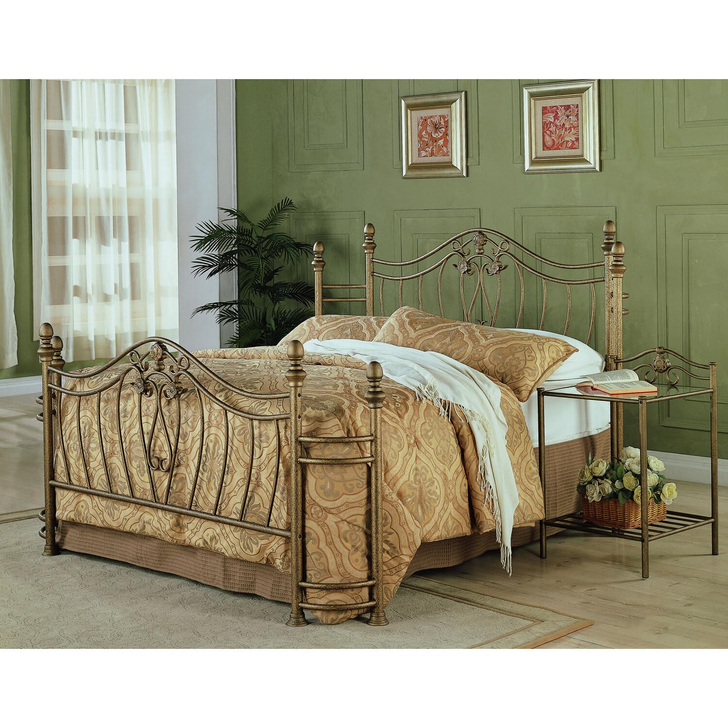 Coaster Home Furnishings Sydney 1-Shelf Nightstand, Brushed Gold, 20"W x 20"D x 32"H, Model 300172, Glass Material