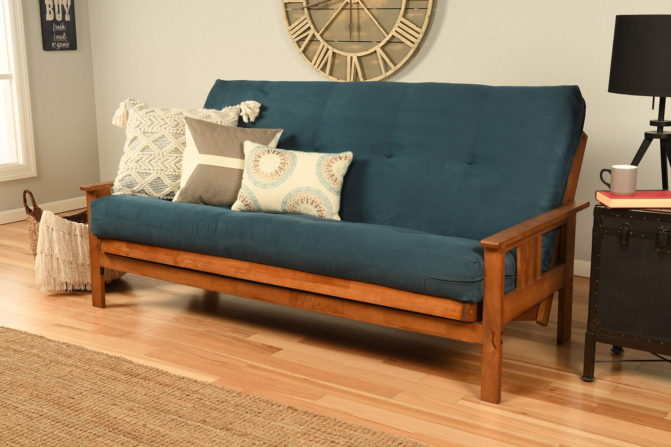 Kodiak Furniture Monterey Futon Set, No Drawers, With Barbados Base And Suede Navy Mattress