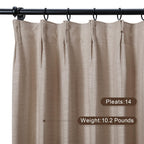 Twopages Double Layer Lined Pinch Pleated Curtain Tapioca Linen Blend Light Filtering Room Darkening Curtain For Kitchen, Window