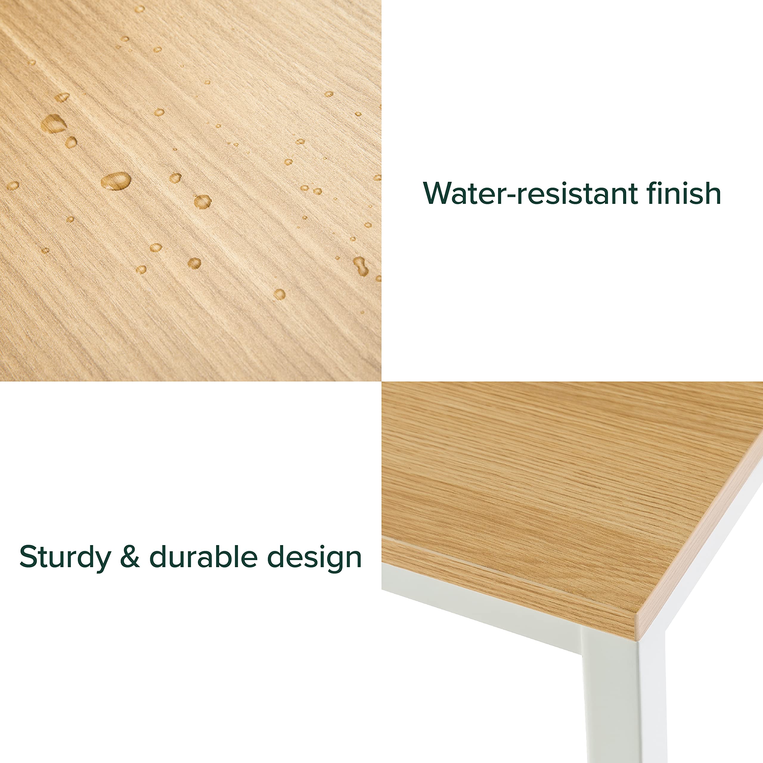 Zinus Jennifer 55 Inch White Frame Desk Computer Workstation Natural Steel