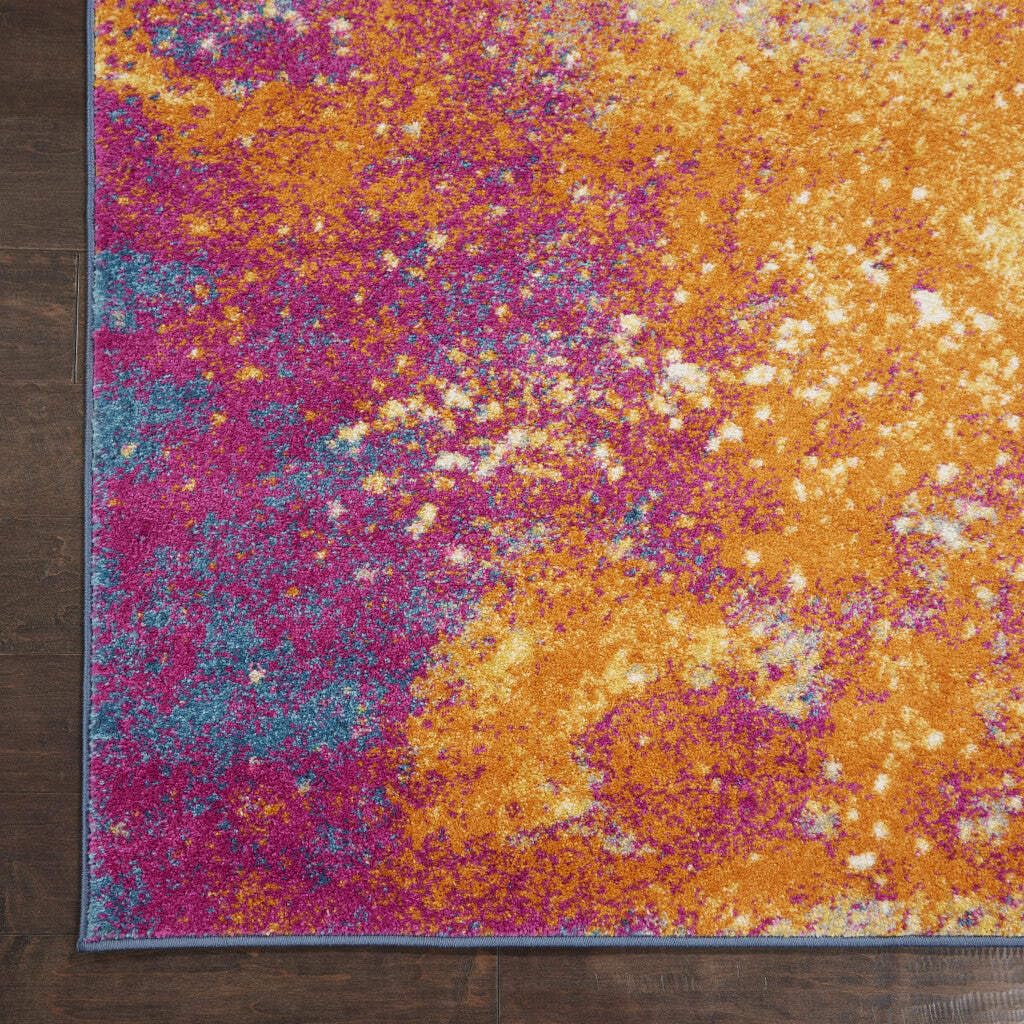 HomeRoots 100% Polypropylene 2’ x 6’ Abstract Brights Sunburst Runner Rug