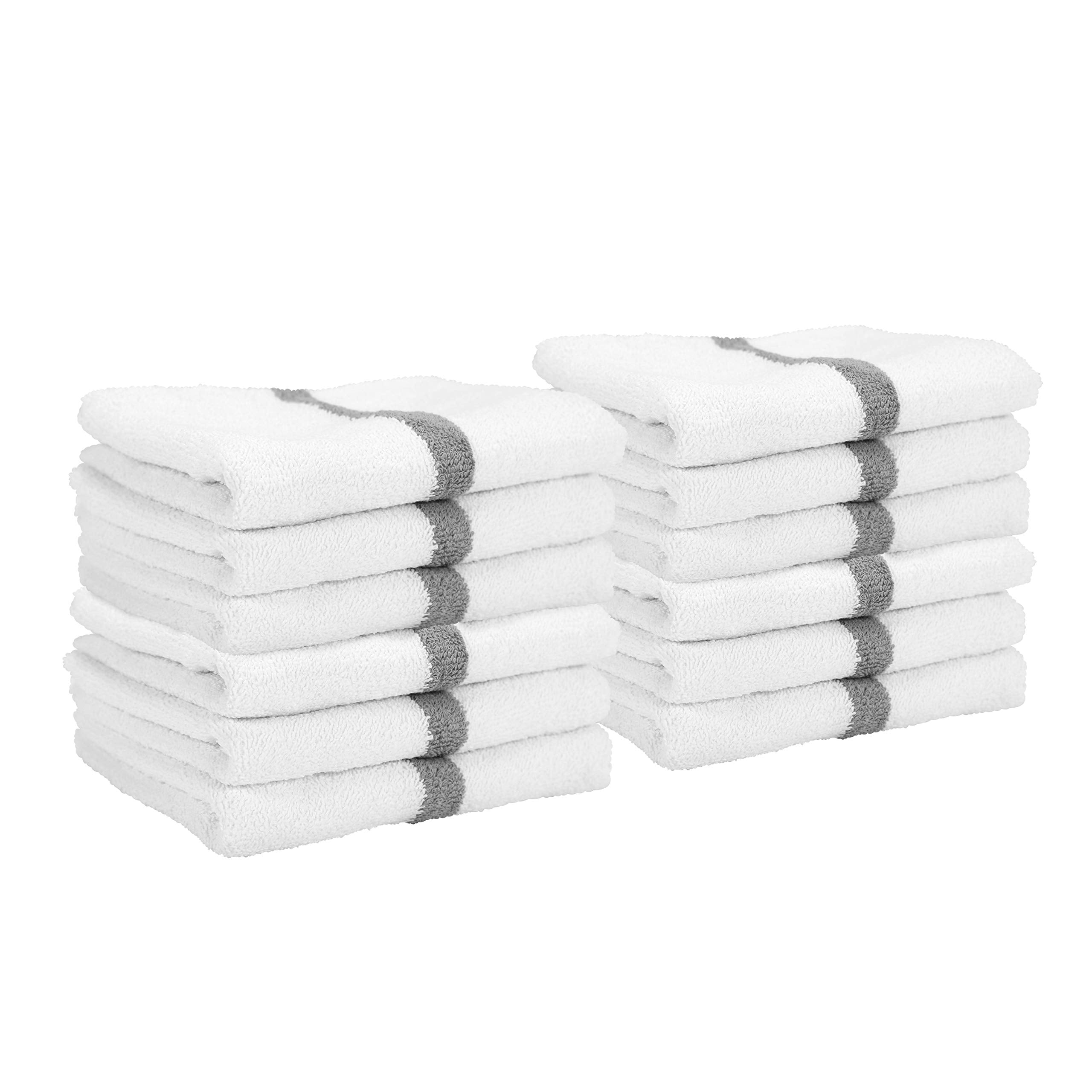 Arkwright White Hand Gym Towels - Pack of 12 - Bulk 100% Cotton Soft Quick Dry Sweat Absorbent Hotel Quality Towels for Workout,