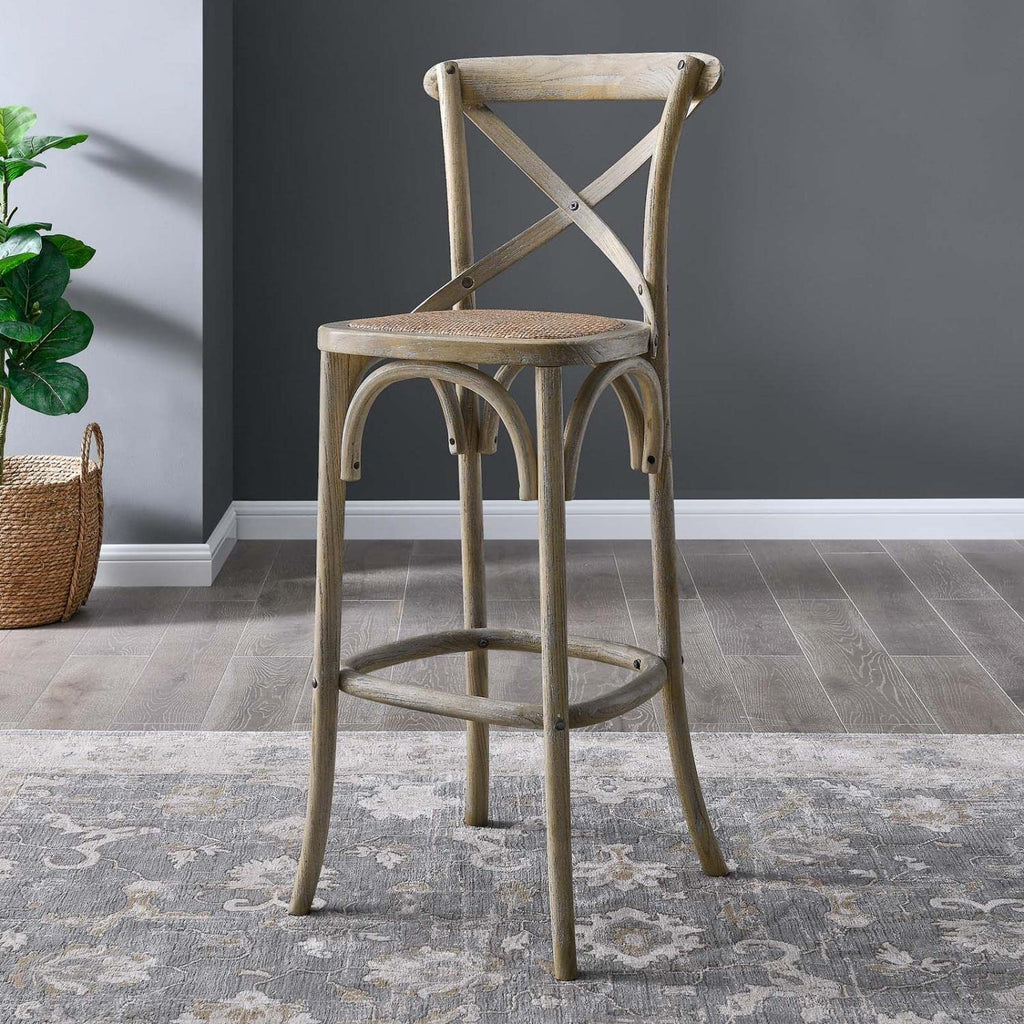 Modway Gear Bar Stool, 19 X 17.5 X 43.5, Gray