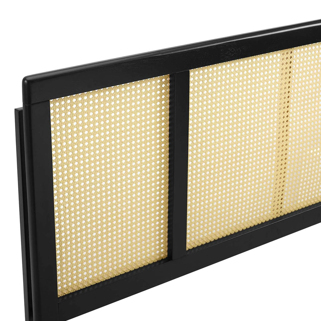 Modway Delmare Cane Woven Rattan King Headboard In Black