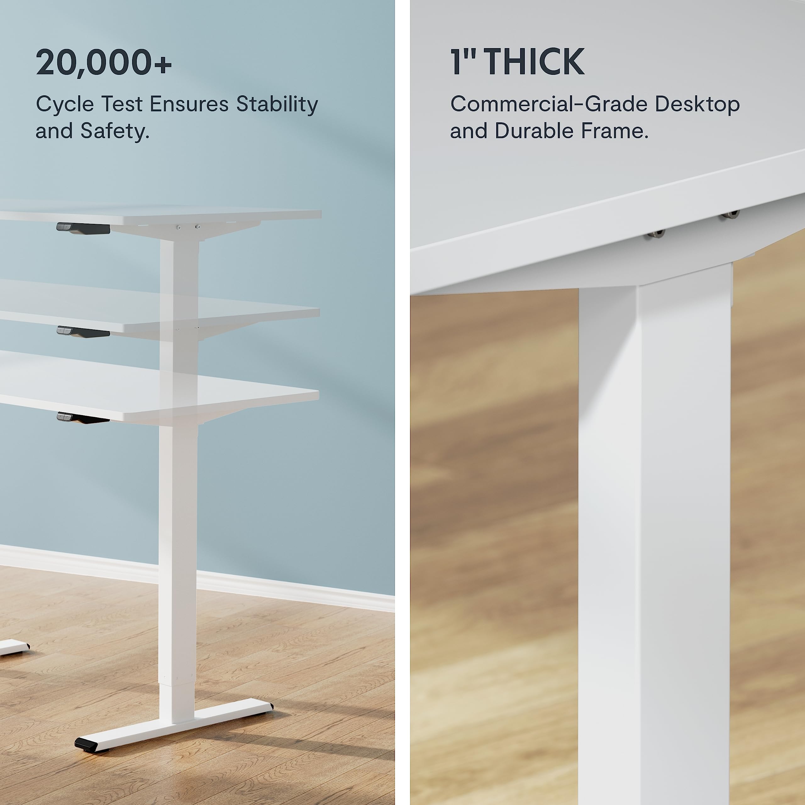 FLEXISPOT EC1 Electric Standing Desk, 55x28 White Desktop, Adjustable Height Home Office Workstation, White Frame