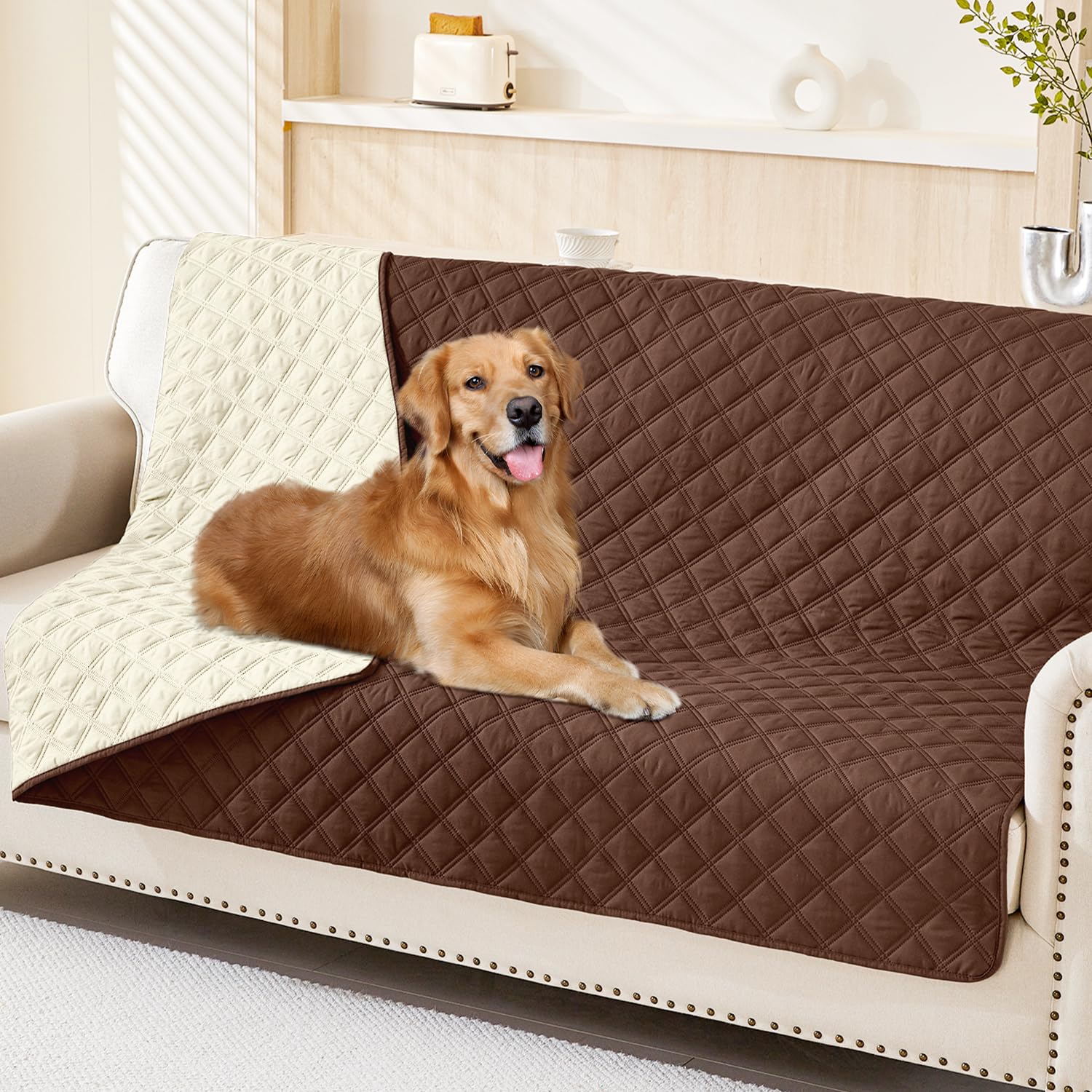 Smiry Waterproof Dog Bed Cover Pet Blanket, Soft Washable Dog Blanket for Furniture Bed Couch Sofa Reversible, Checkered (52x82,