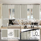 Shineland 8Ft Bay Window Curtains 2 Panel Sets For Living Room 96 Inch Length,8 Foot Ft Linen Pinch Pleated To 98 Inch Long Blackout Farmhouse Drop Cloth Curtains