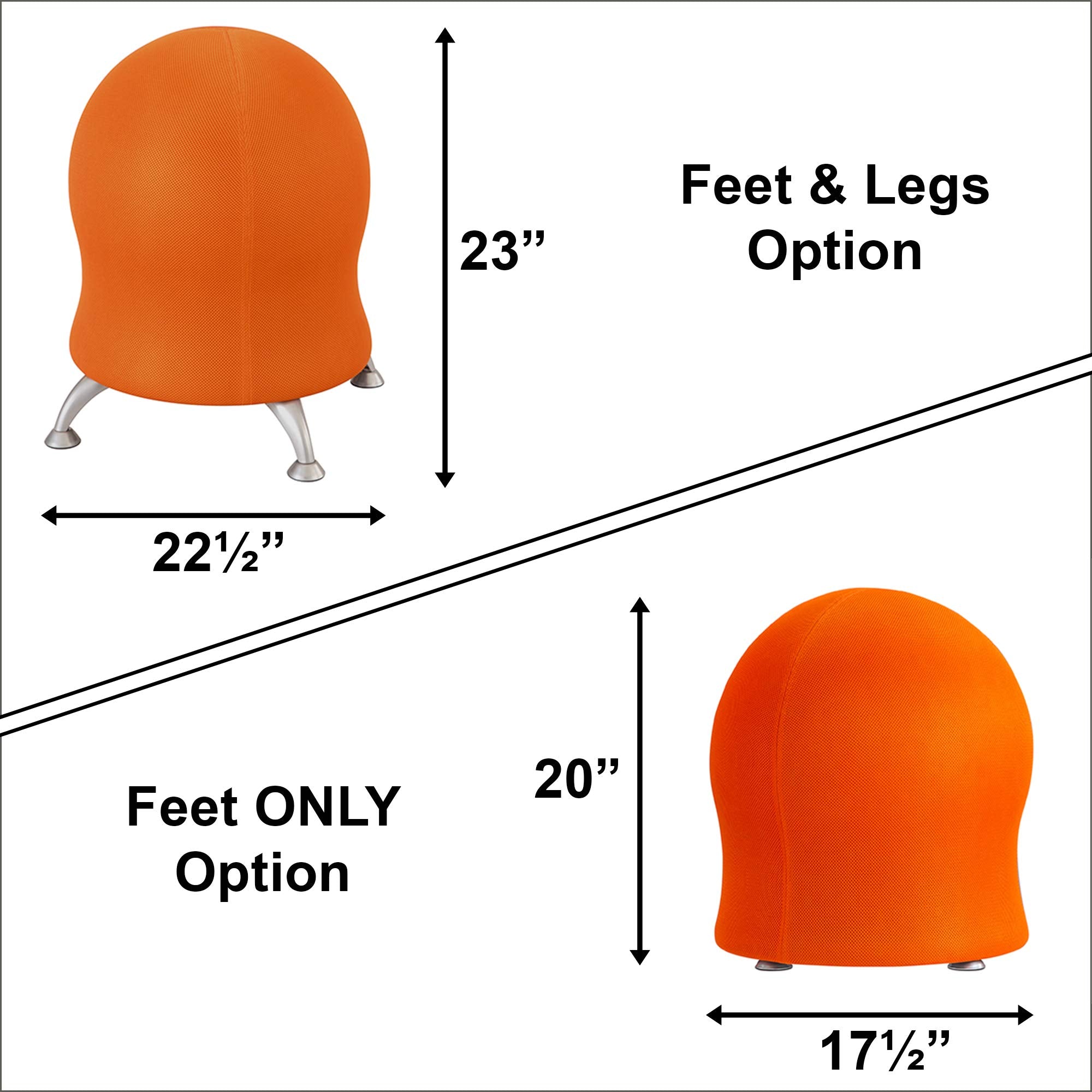Safco, Zenergy Ball Chair, Active Seating, Anti-Burst, Inflatable Chair for Home Office and Classroom, Orange Mesh