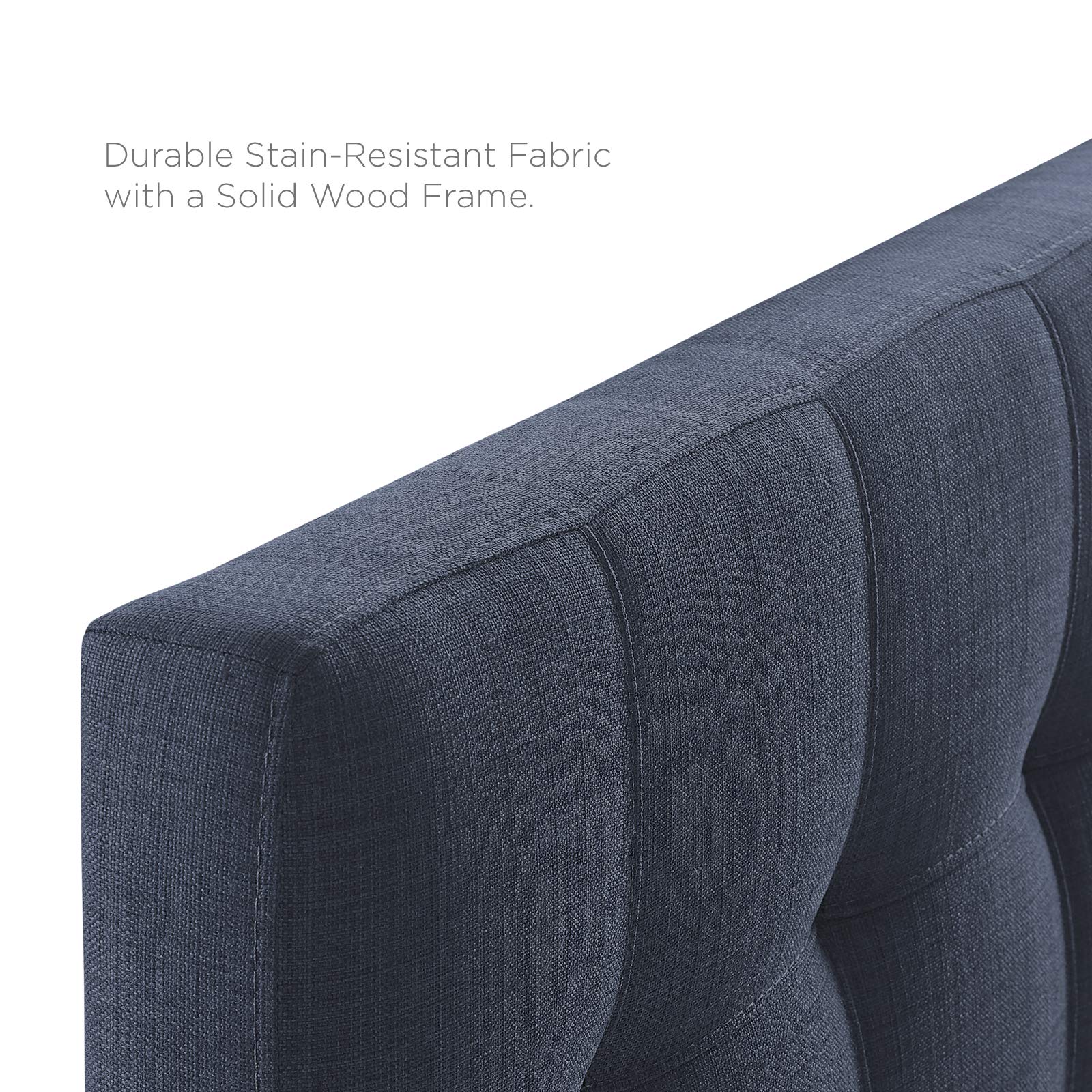 Modway Lily Tufted Linen Fabric Upholstered Twin Headboard in Navy