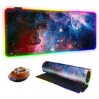 Large Rgb Gaming Mouse Pad,Galaxy Nebula Space Oversized Glowing Led Extended Mousepad,10 Lighting Modes,Non-Slip Rubber Base Co