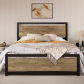 Sha Cerlin Full Size Bed Frame With Modern Headboard, Heavy Duty Platform Metal Base With Square Footboard And 13 Strong Slats Support, No Box Spring Needed, Brown