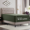 Empyrean Extra Deep Full Size Fitted Sheet - Deep Pocket Fits 18 To 24 Inch, Soft Microfiber 110 Gsm, Olive Green