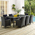 Modway Sojourn Wicker Rattan Outdoor Patio 82" Rectangle Dining Table in Chocolate