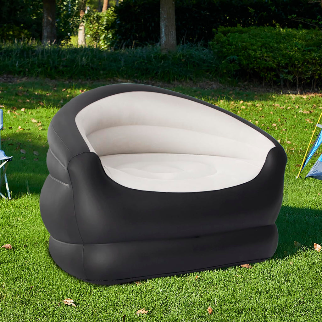 DIMAR GARDEN Inflatable Couch Outdoor Air Sofa - Beige Single Size Lazy Sofa for Camping and Relaxation
