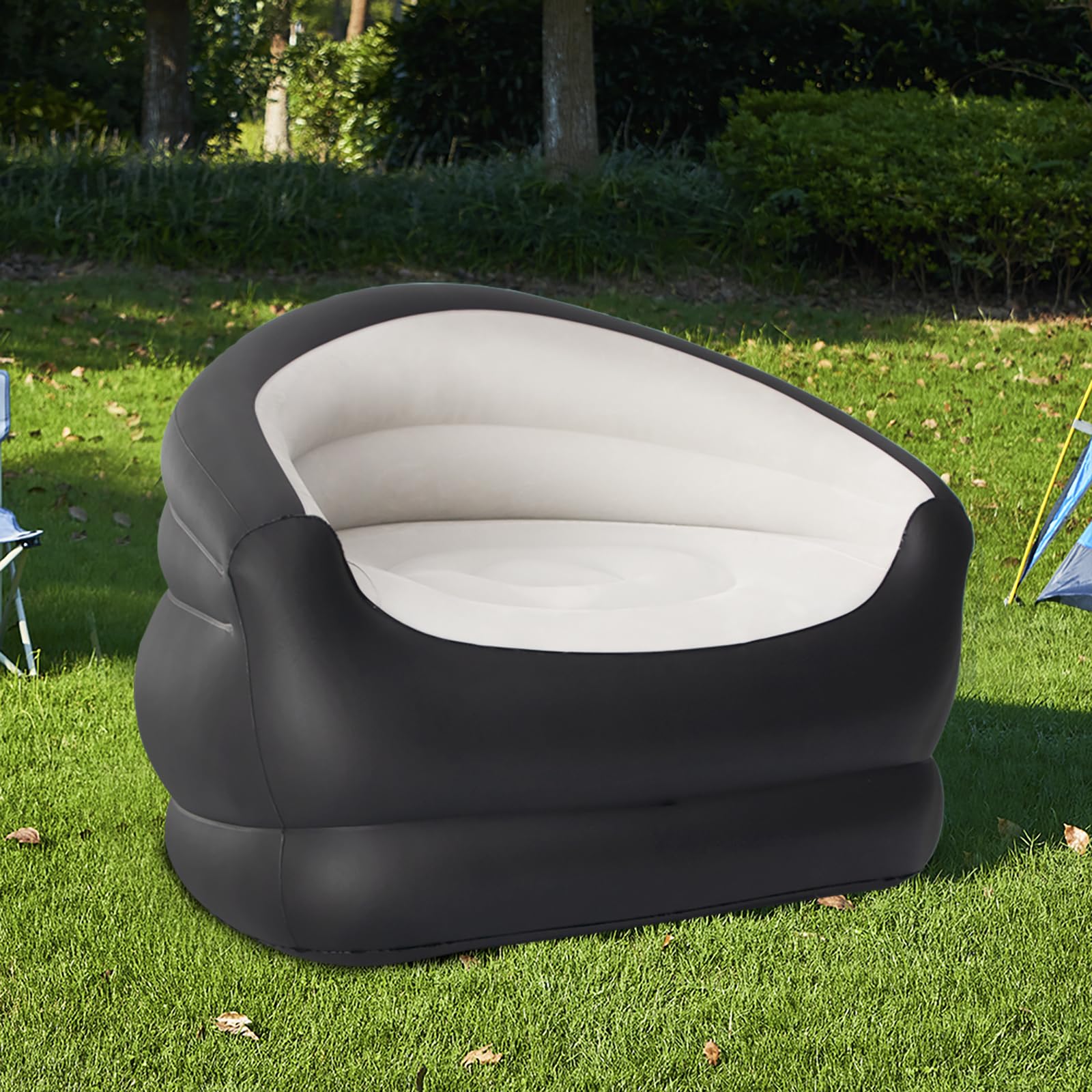 DIMAR GARDEN Inflatable Couch Outdoor Air Sofa - Beige Single Size Lazy Sofa for Camping and Relaxation