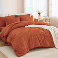 Andency King Size Comforter Set Burnt Orange - 7 Pieces Bed In A Bag King Boho Terracotta Beddding Comforter Sets, Rust Tufted B