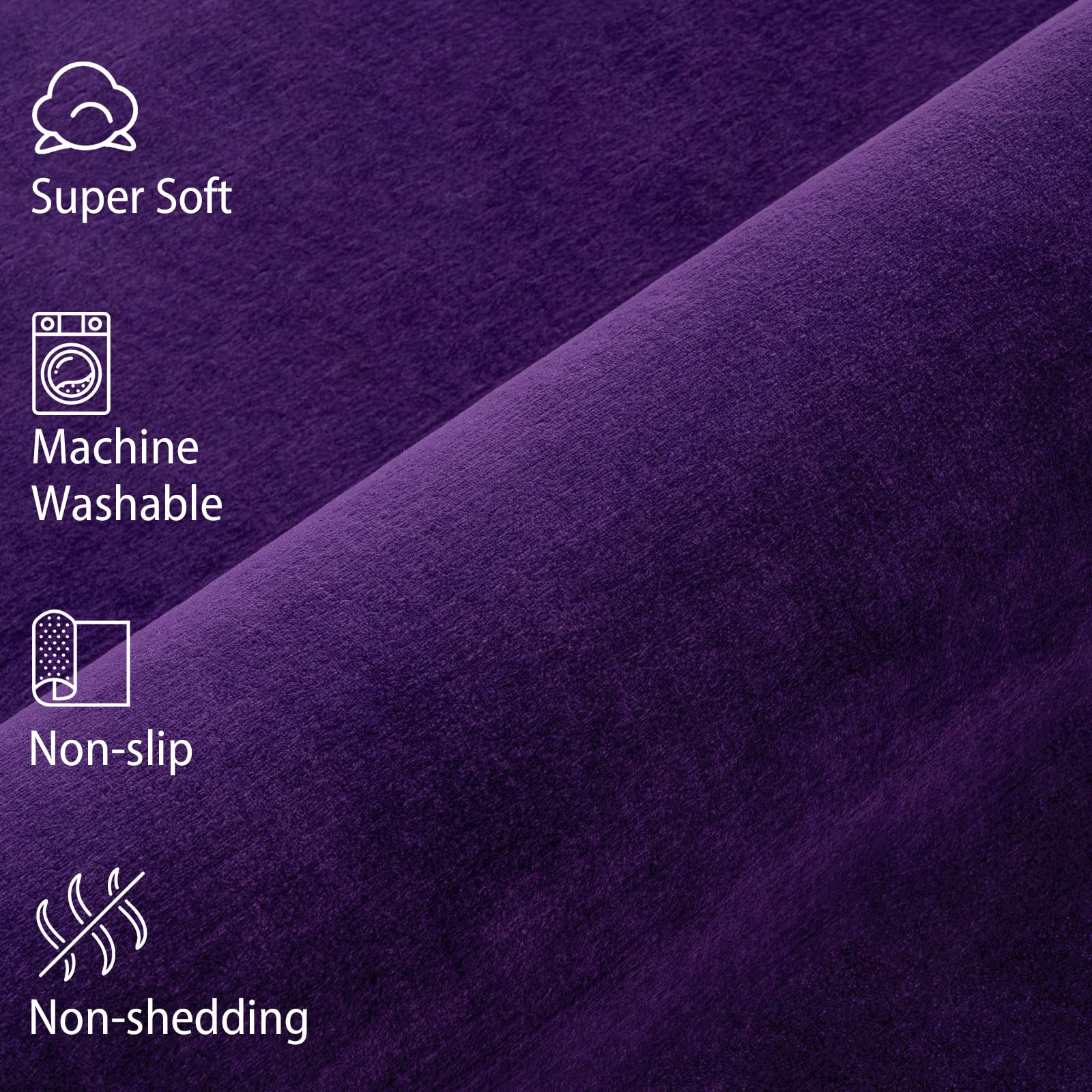 Softlife Washable Bedroom Rug, 4X6 Purple Area Rugs For Living Room, Soft Fluffy Fuzzy Carpet Bedside Rug Indoor Non-Slip Rug Fo