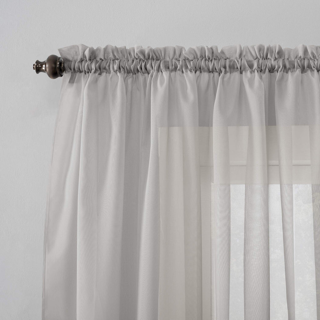 No. 918 Emily Sheer Voile Rod Pocket Curtain Panel, 59'' X 63'', Silver Gray