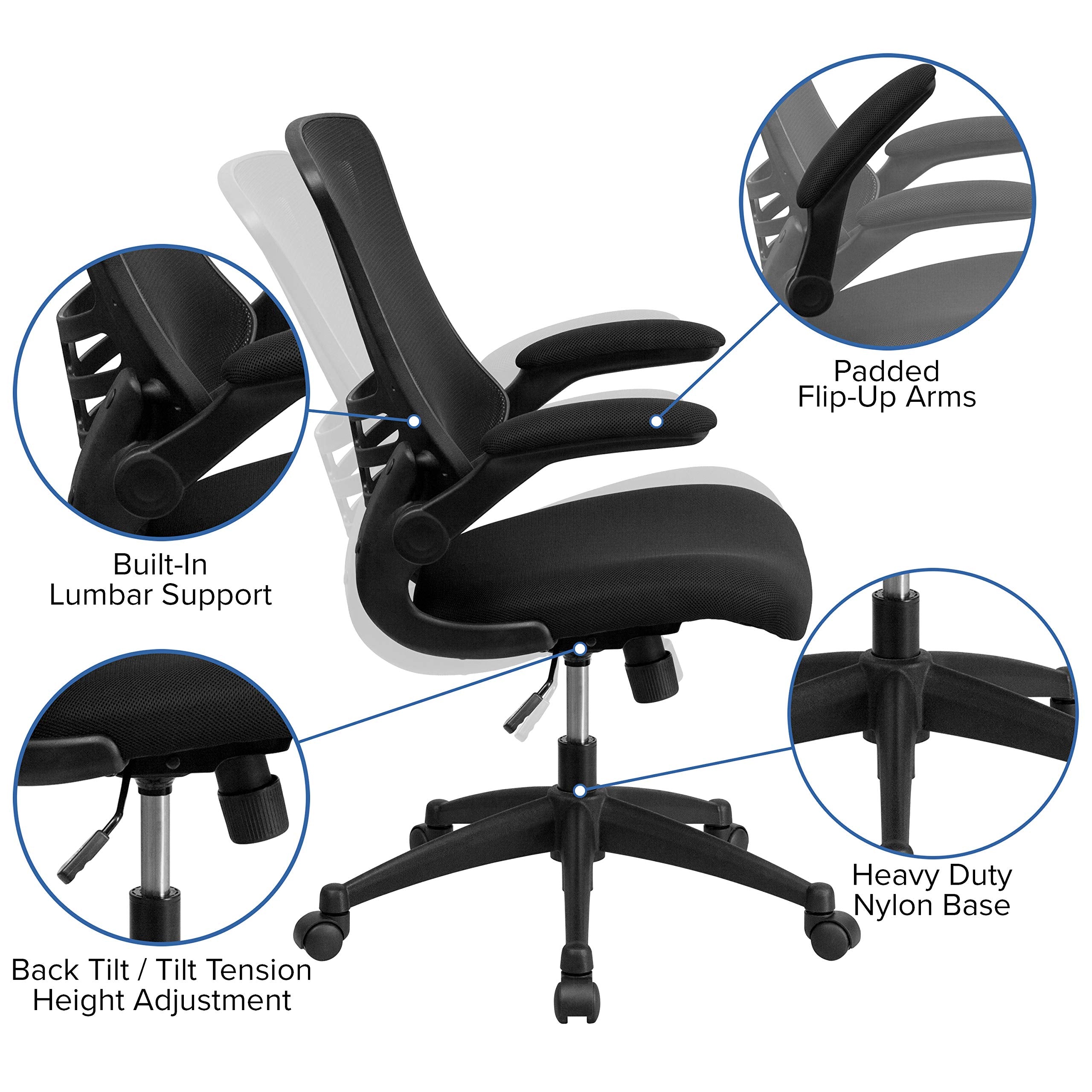 Flash Furniture Work From Home Kit - Adjustable Computer Desk, Ergonomic Mesh Office Chair And Locking Mobile Filing Cabinet With Side Handles