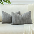 Otostar Boho Decorative Throw Pillow Covers 16 X 24 Inch Soft Corduroy Solid Striped Pillow Covers Lumbar Cushion Case Couch Pil