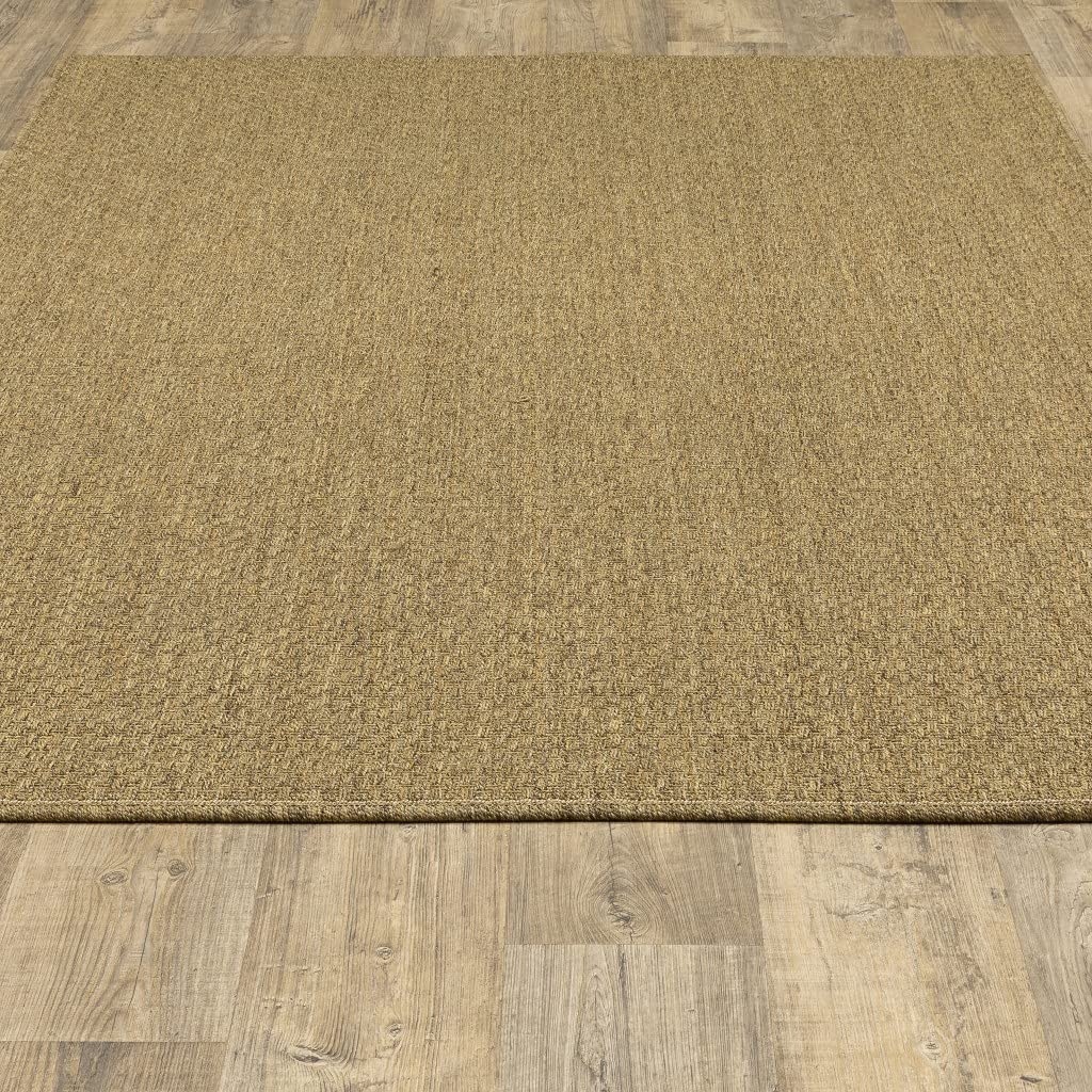 HomeRoots Polypropylene 2’x4’ Solid Tan Indoor Outdoor Scatter Rug