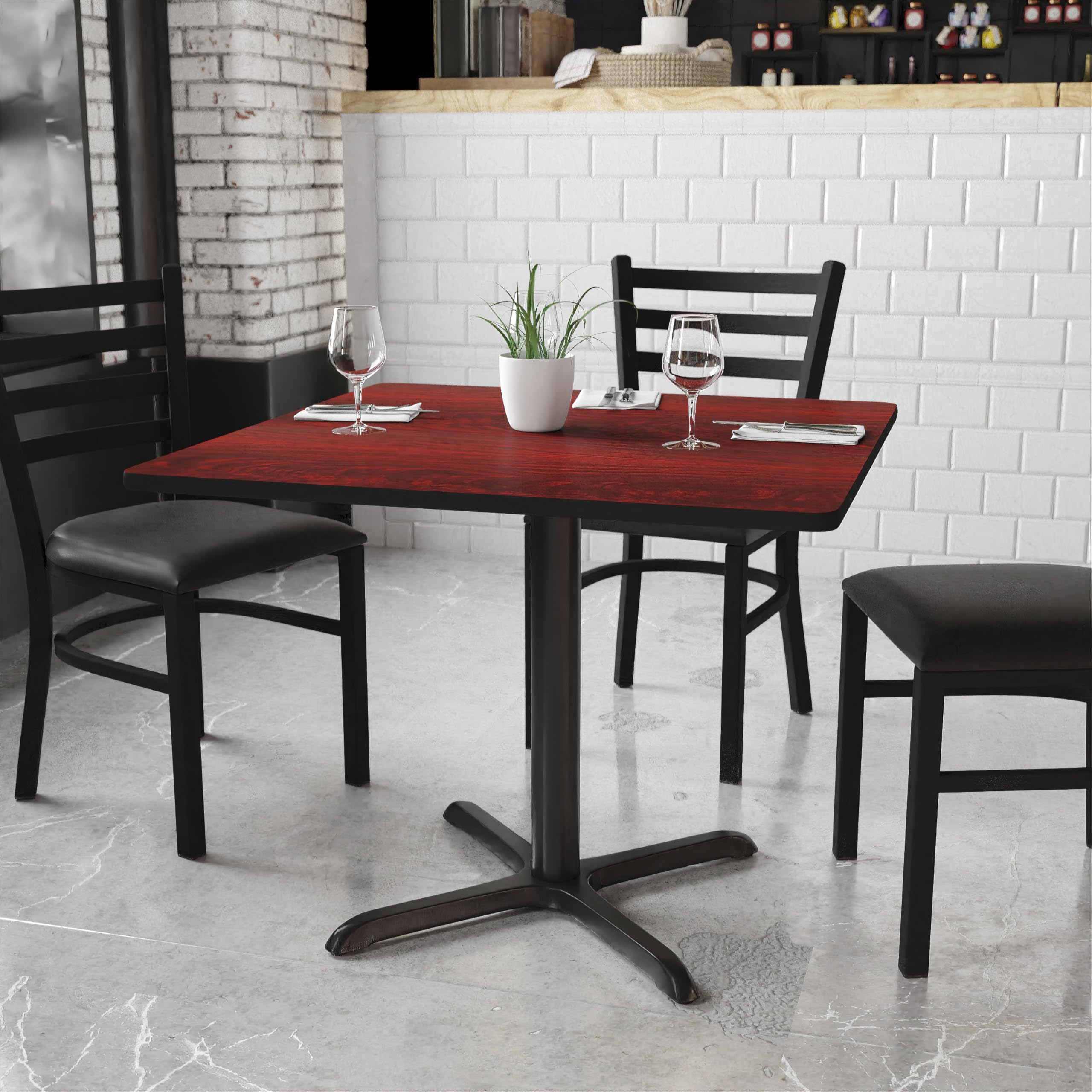 Flash Furniture 36'' Square Mahogany Laminate Table Top With 30'' X 30'' Table Height Base